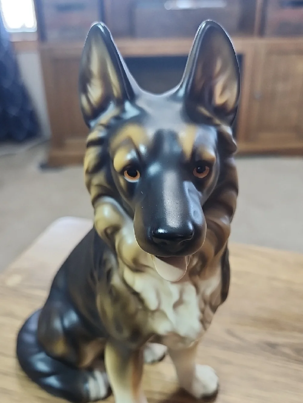 Beautiful, Large ceramic statue German Shepherd Dog Figurine Black & Tan puppy